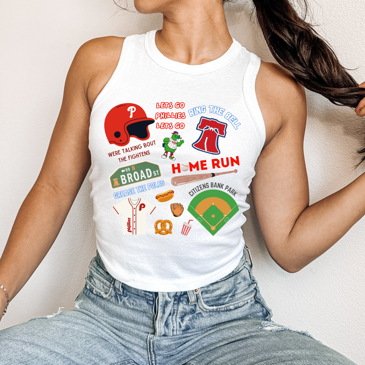 Phils Collage Baseball White Tank