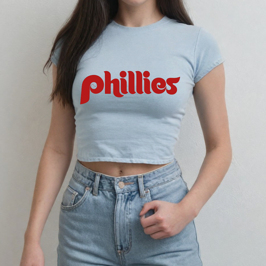 Light Blue Phillies Baseball Cropped Tee