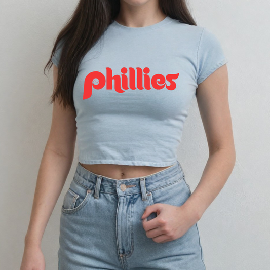 Light Blue Phillies Baseball Cropped Tee