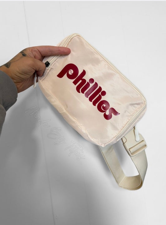 Phillies Cream Crossbody Bag in Maroon