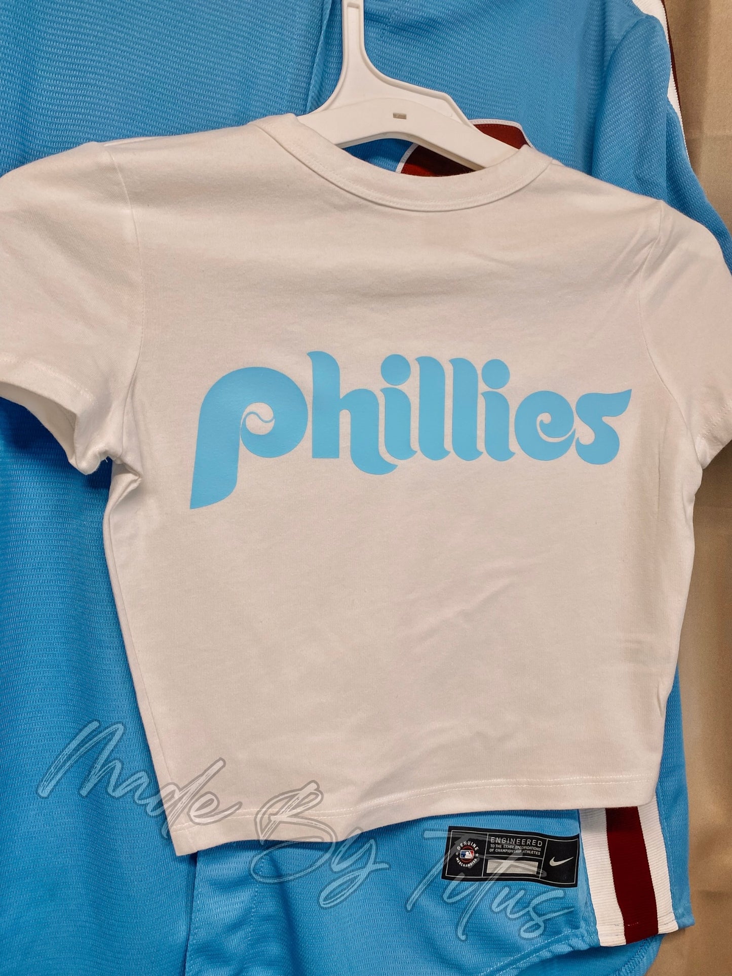 Blue Phils Baseball Cropped Tee