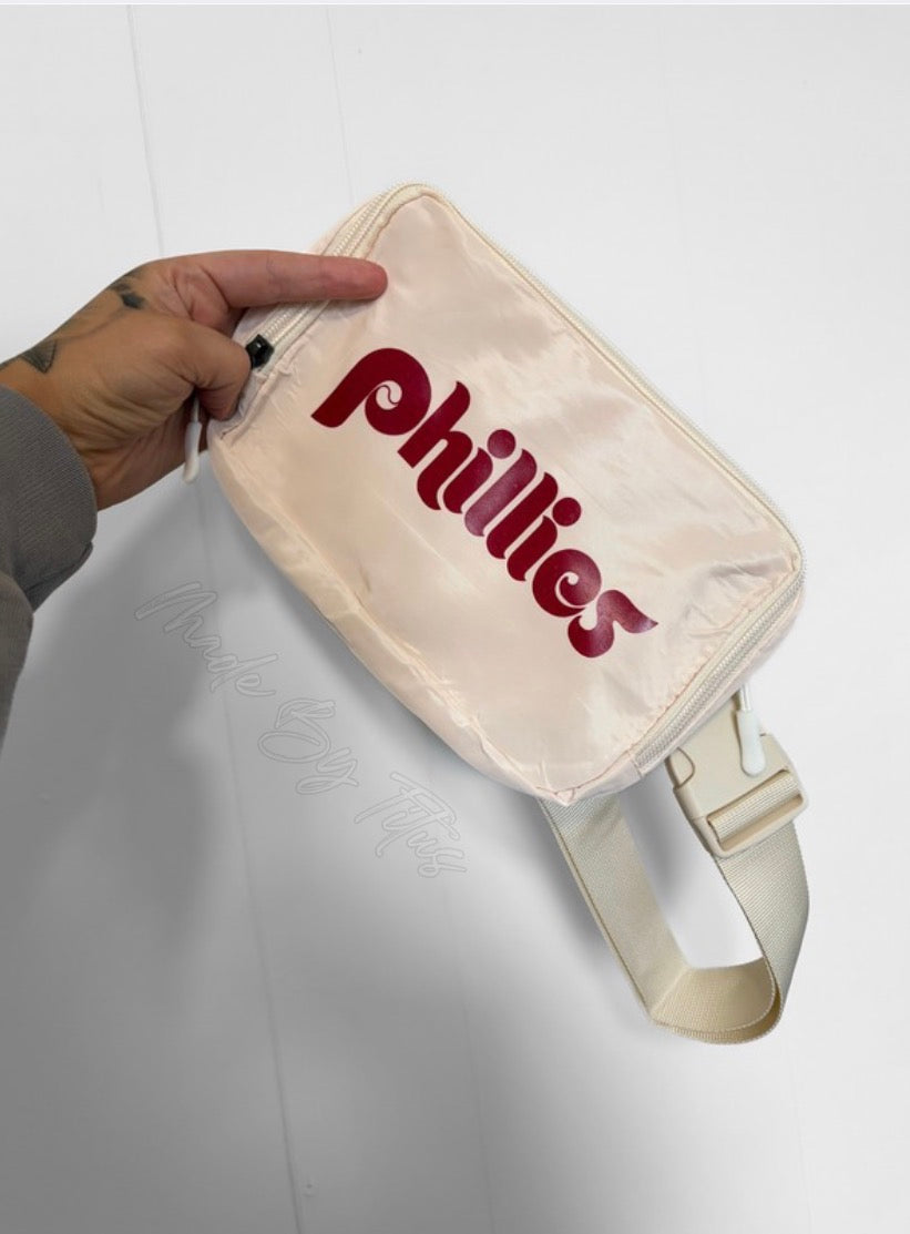 Phillies Cream Crossbody Bag in Maroon
