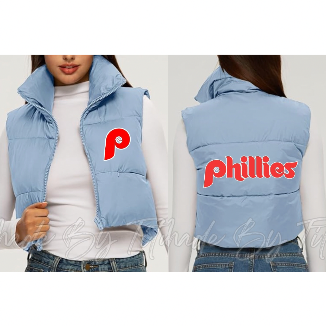 Powder Blue Baseball Vest Front and Back