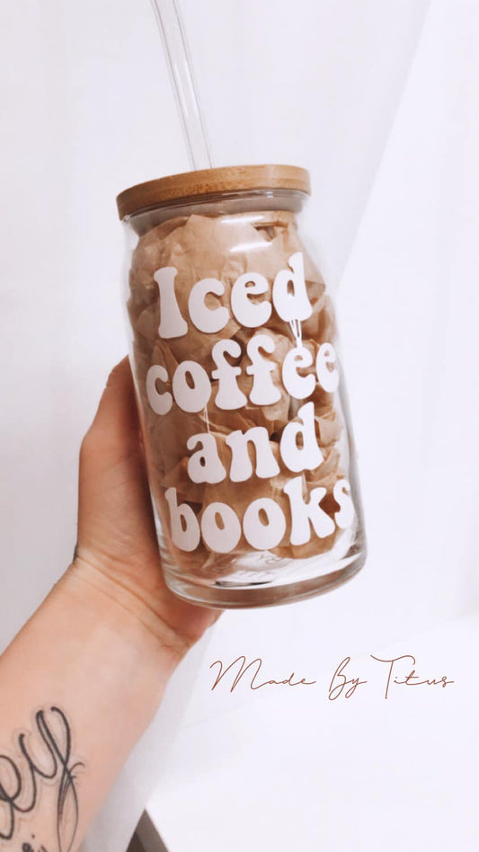 Iced Coffee and Books Glass Can